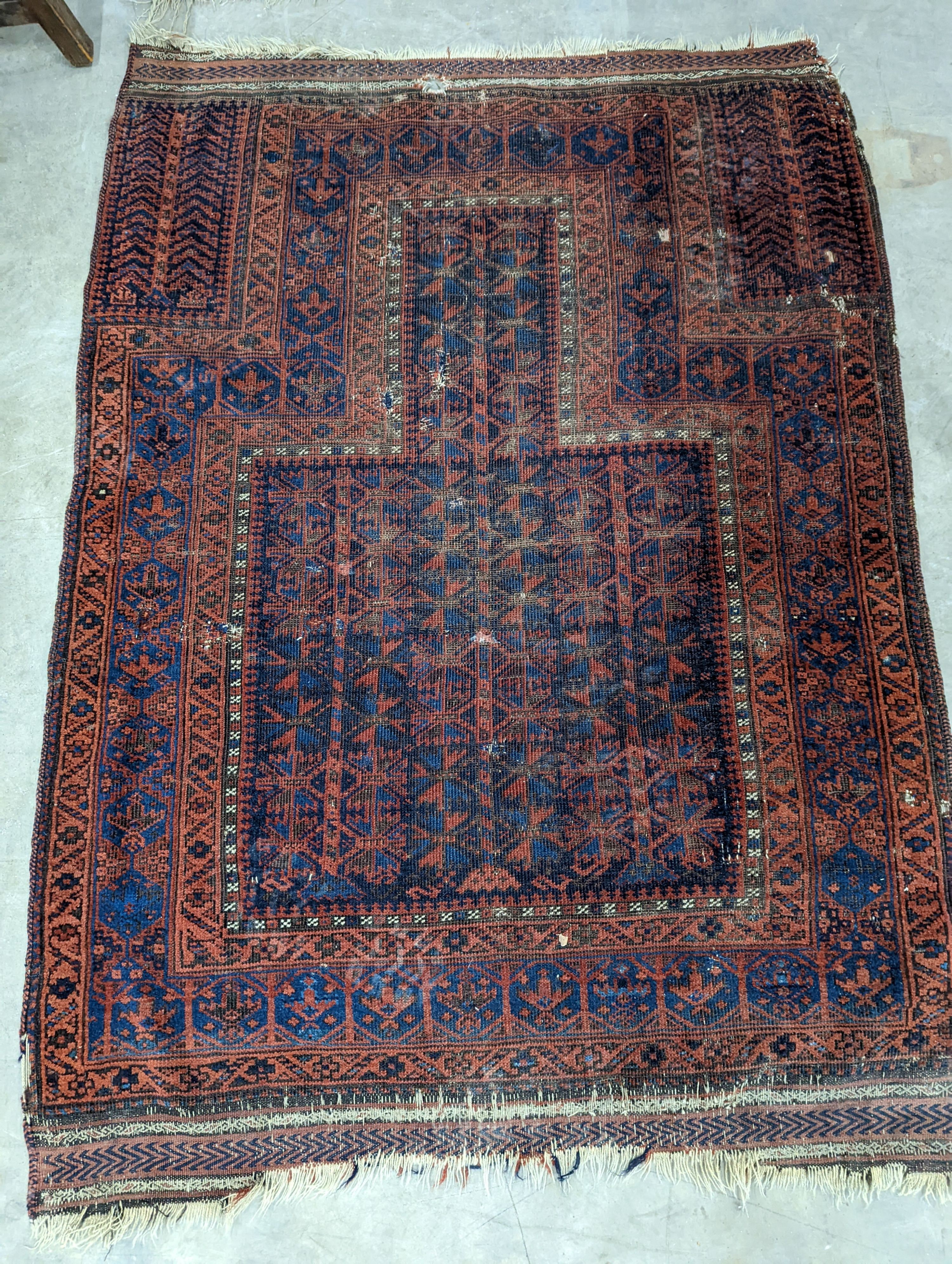 Two Belouch rugs and two prayer mats, largest 200 x 110cm